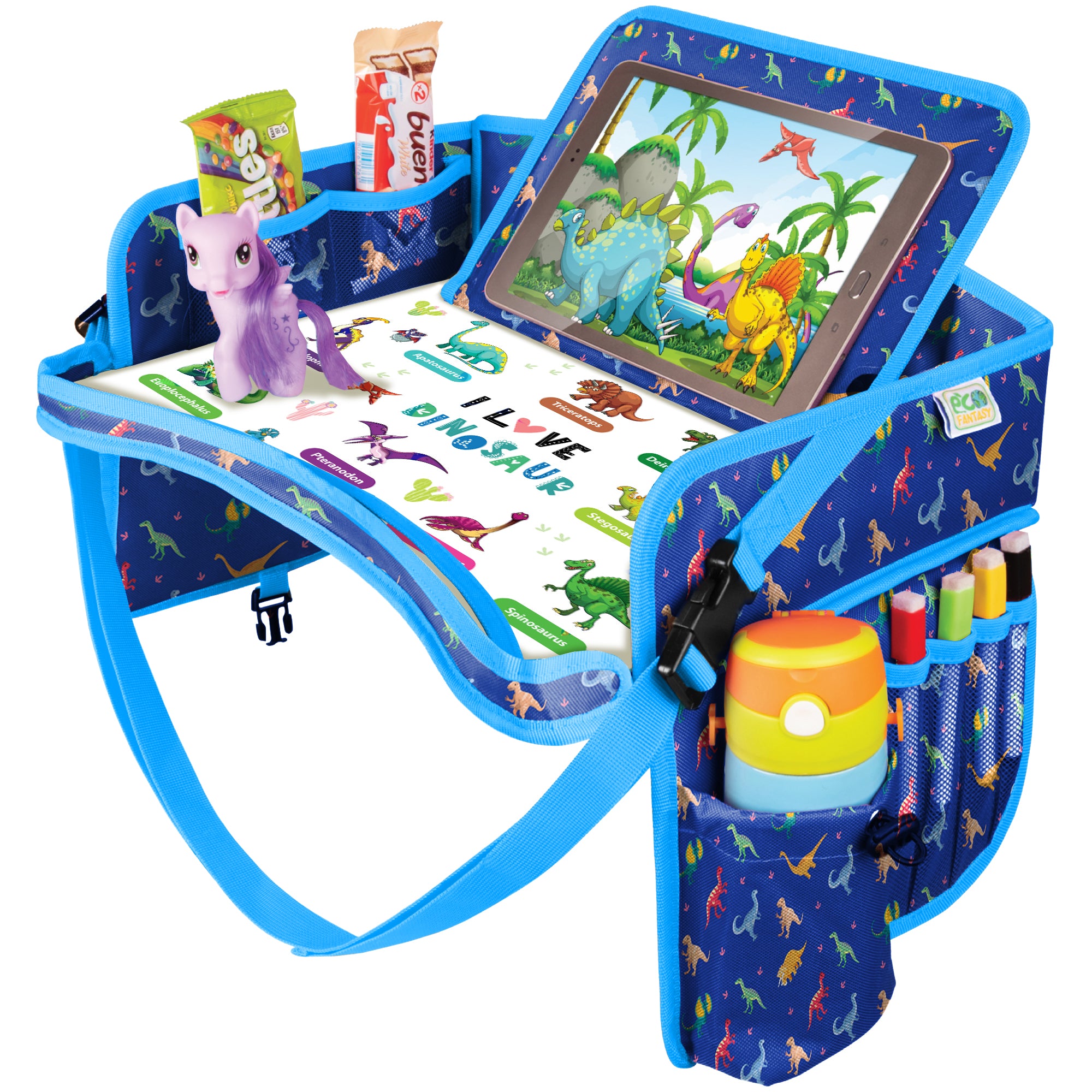 ECOFANTASY Car Seat Travel Tray for Toddlers Blue